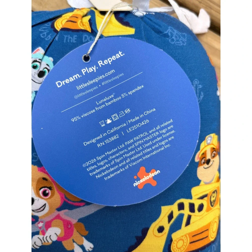 Little Sleepies Paw Patrol Lunaluxe Bamboo Fitted Crib Sheet Blue New